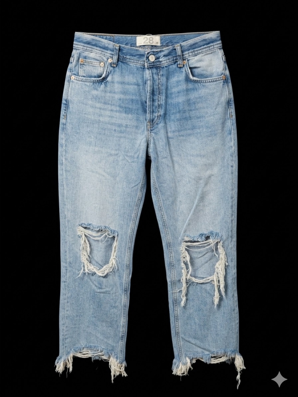 Free People Light Blue Distressed Boyfriend Jeans
